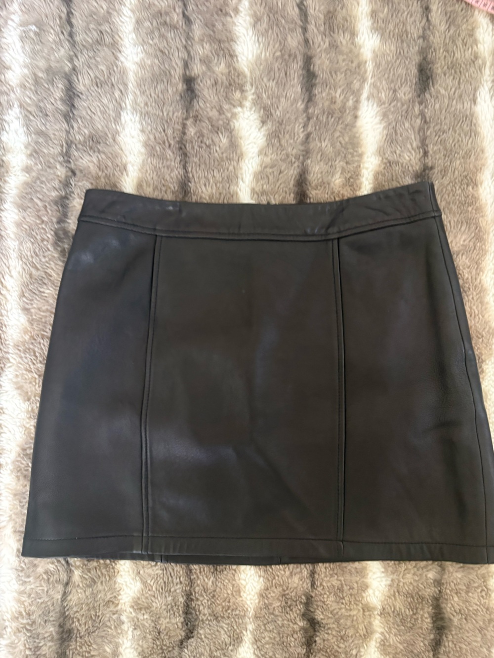 Gianni Bini Black Leather Mini Skirt